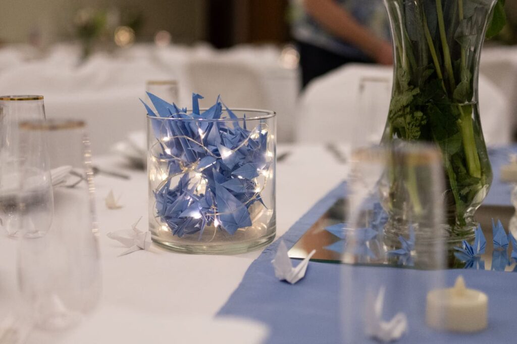 Bride and groom celebrating their wedding at Beaverton Event Center