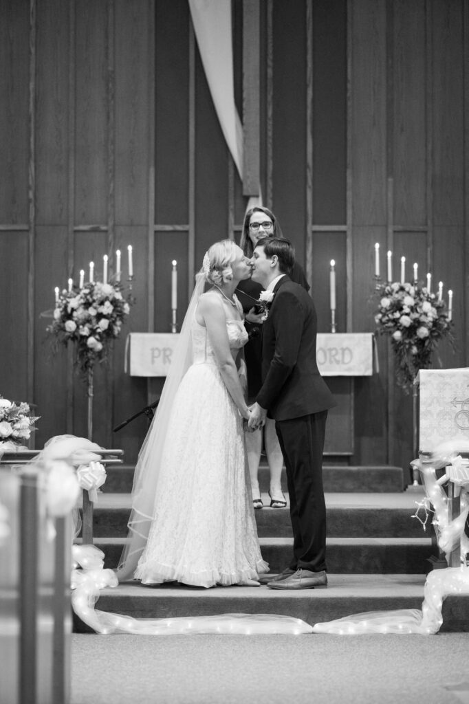 Bride and groom celebrating their wedding at Beaverton Event Center