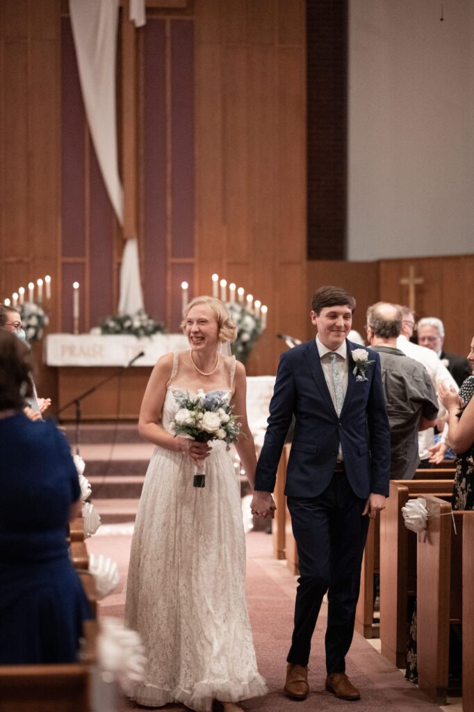 Bride and groom celebrating their wedding at Beaverton Event Center